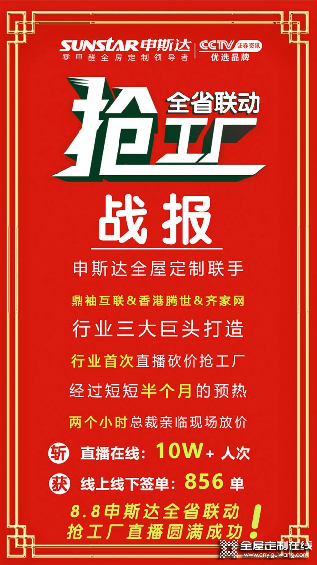 申斯達《直播砍價搶工廠》在線人數10W+ 創856單傲人佳績