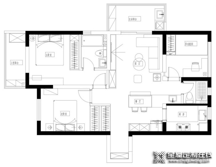 佰麗愛家分享的105㎡現代極簡3居室，隱形收納系統，兼顧顏值與實用！