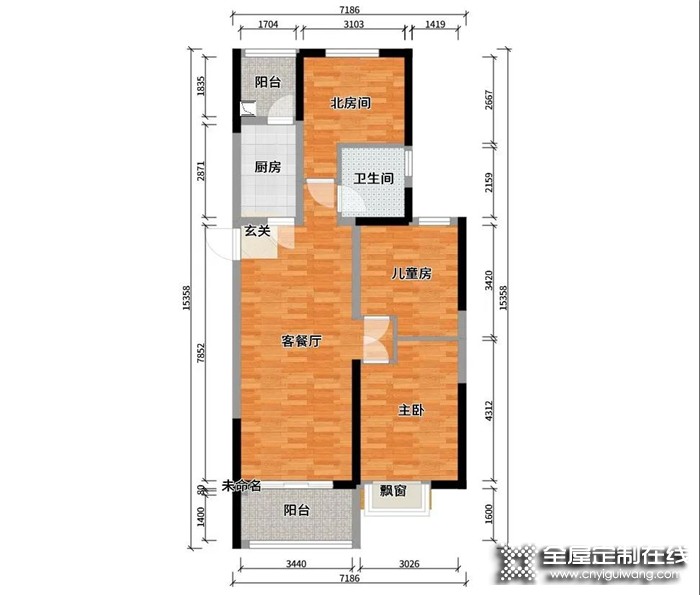 卡諾亞設計案例：80㎡的現代三房空間