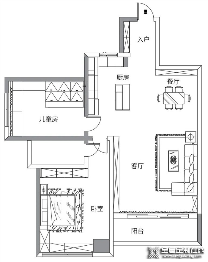 全友全屋案例丨96㎡溫馨二居，開放式+分區定制柜，實用才是王道！