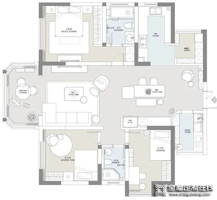 帥太全屋定制120㎡三居室，客餐廳開(kāi)放式設(shè)計(jì)，沒(méi)想到......