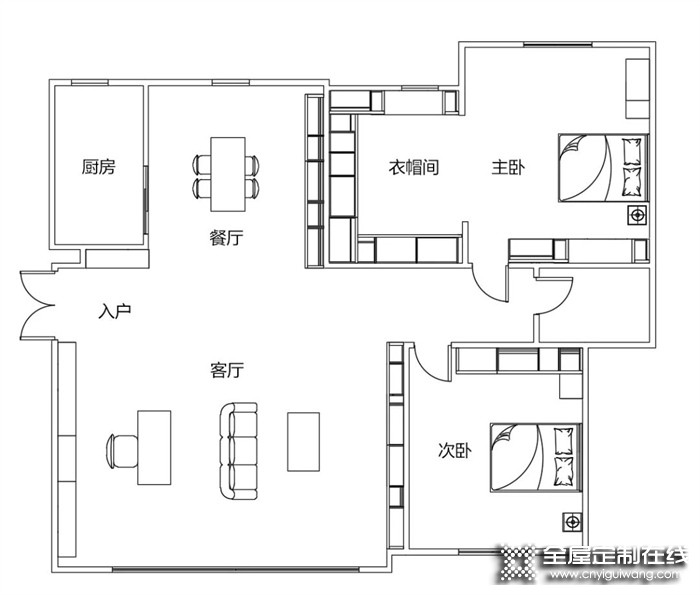 全友全屋案例丨輕奢元素+時尚配色，這套 116㎡兩室值得夸100遍！